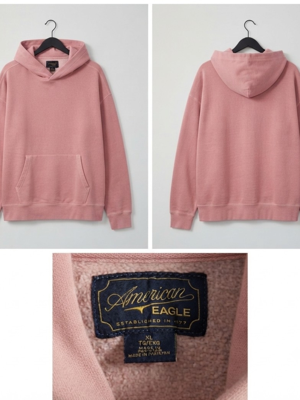 American Eagle Outfitters Men's Dusty Rose Hoodie